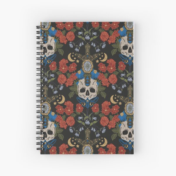 Whimsical boho gothic skulls Spiral Notebook