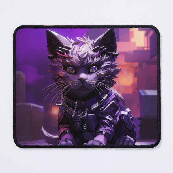 Artikelvorschau, Punk-Katze auf lila Hintergrund entworfen und verkauft von BitPunk.
