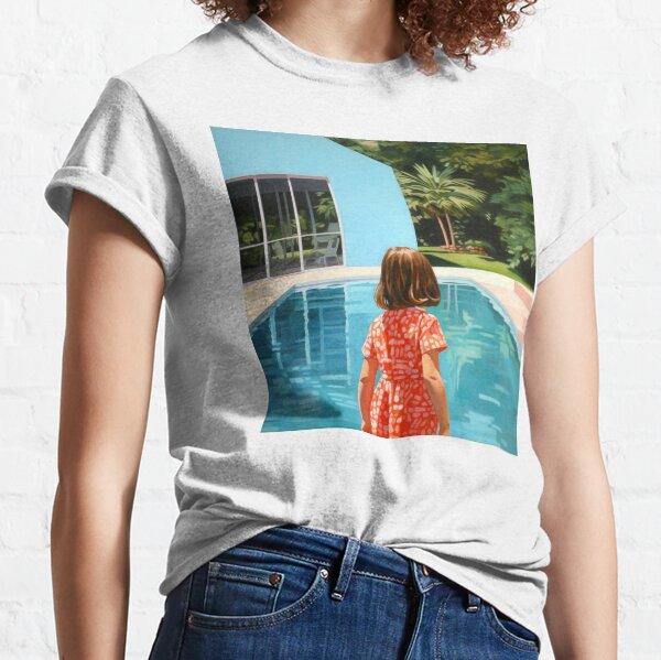 Vista previa del artículo con la obra «Swim Wish - Chica moderna de mediados de siglo y piscina», diseñado y vendido por GalleryOXO.