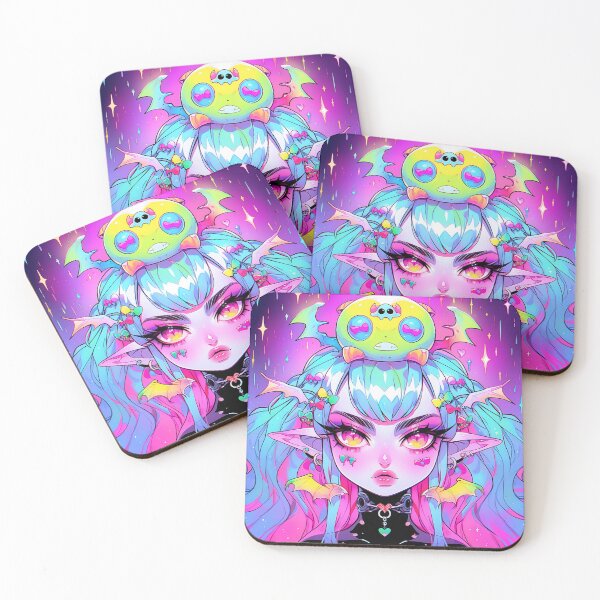 Item preview, Kawaii Bright Pastel Demon Creature and Anime Girl designed and sold by bubblegoth.