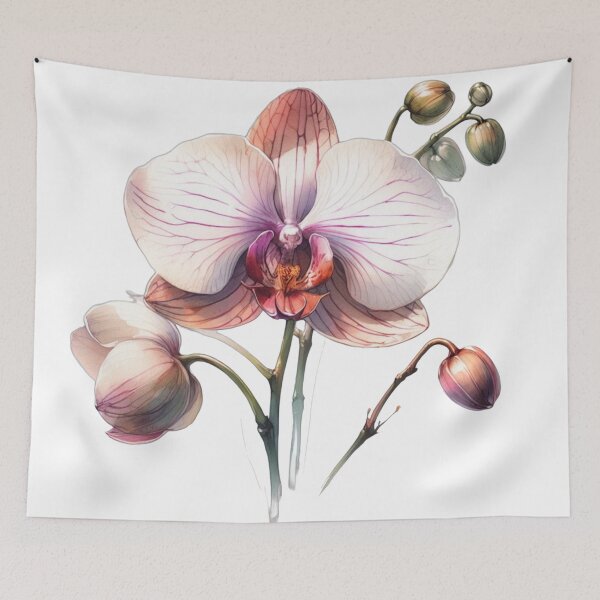 Item preview, White Watercolor Orchid with White Background designed and sold by Star-Fragment.
