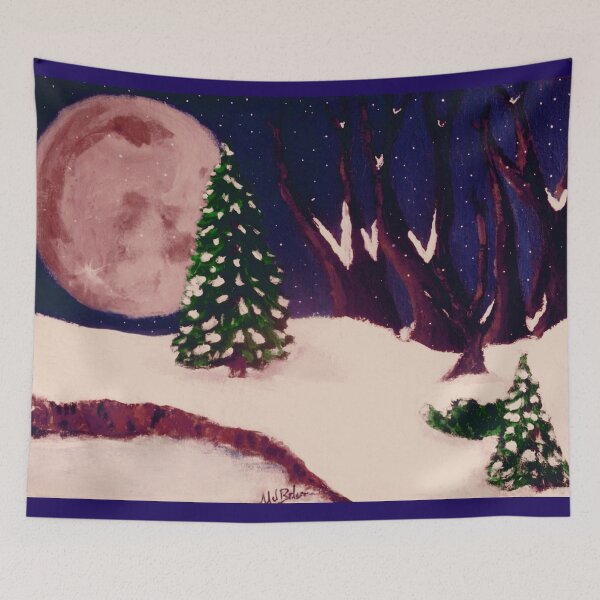 Artikelvorschau, Dezember-Mondkunst, die Schnee-, Mond- und Baumprodukte malt entworfen und verkauft von Mzzart.