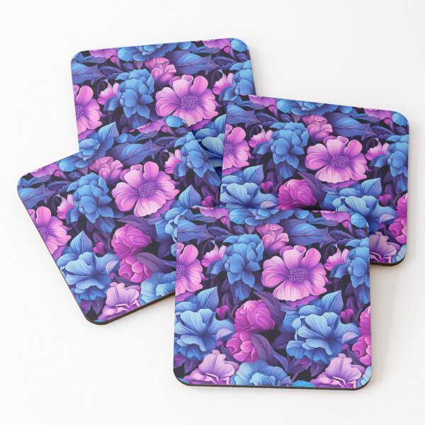 Item preview, Floral pattern with blue and purple flowers designed and sold by Kitty Nut House.