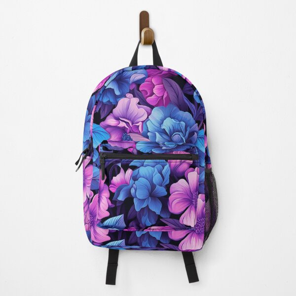 Item preview, Floral pattern with blue and purple flowers designed and sold by Kitty Nut House.