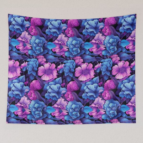 Item preview, Floral pattern with blue and purple flowers designed and sold by Kitty Nut House.