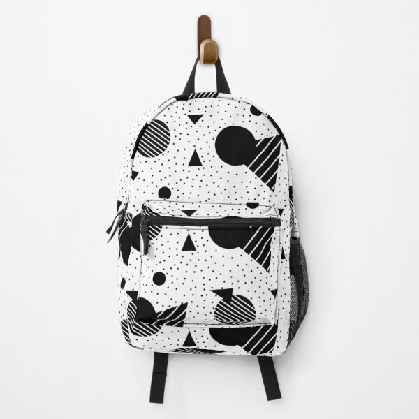 Item preview, Black White Monochrome Circles Triangles Stripes Dots Modern Graphic Bold Artistic80s Pop Culture Pattern designed and sold by PenguinForests.
