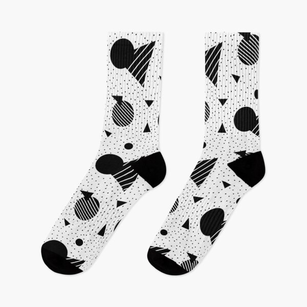 Item preview, Black White Monochrome Circles Triangles Stripes Dots Modern Graphic Bold Artistic80s Pop Culture Pattern designed and sold by PenguinForests.