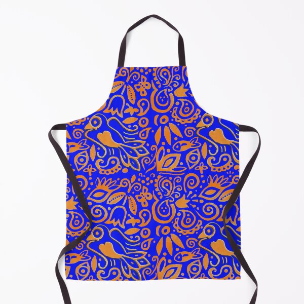 Item preview, Orange and Blue Paisley and Floral Bird Textile designed and sold by jwintercollins.