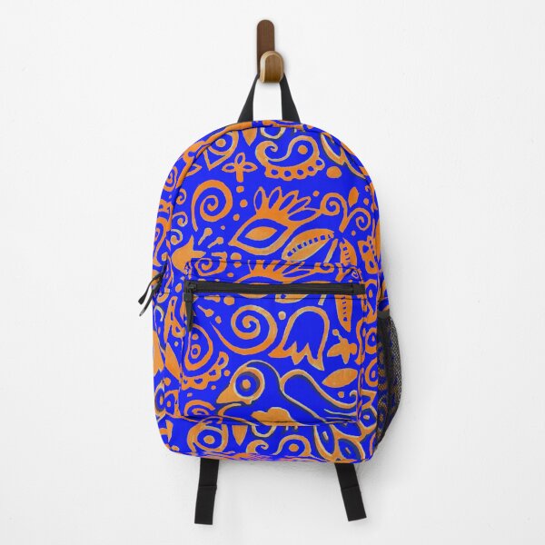 Item preview, Orange and Blue Paisley and Floral Bird Textile designed and sold by jwintercollins.
