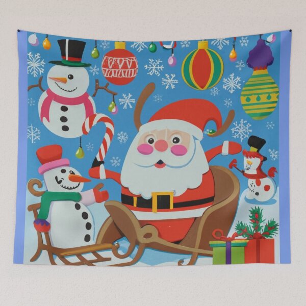 Item preview, snowman print fabric christmas Santa Claus Santa's chick bubble star sleigh white red green blue logo designed and sold by gulka8.