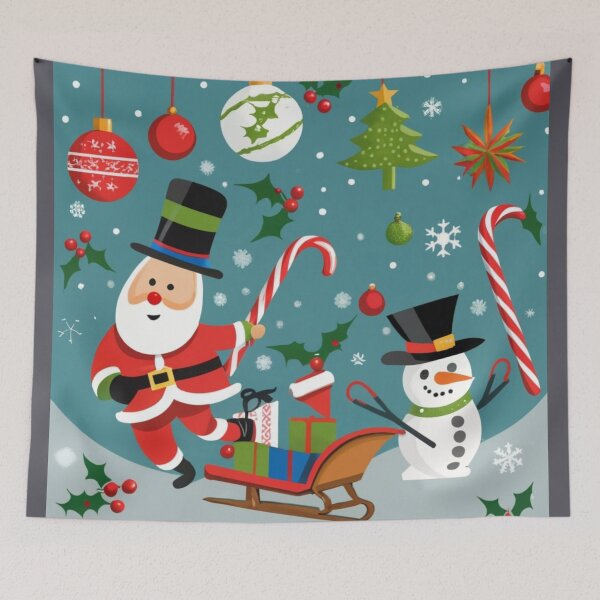 Item preview, snowman print fabric christmas Santa Claus Santa's chick bubble star sleigh white red green blue logo designed and sold by gulka8.
