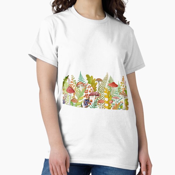Item preview, Autumn leaves and mushrooms seamless border. Fall leaf, fly agaric watercolor illustration. Woodland composition designed and sold by likapix.