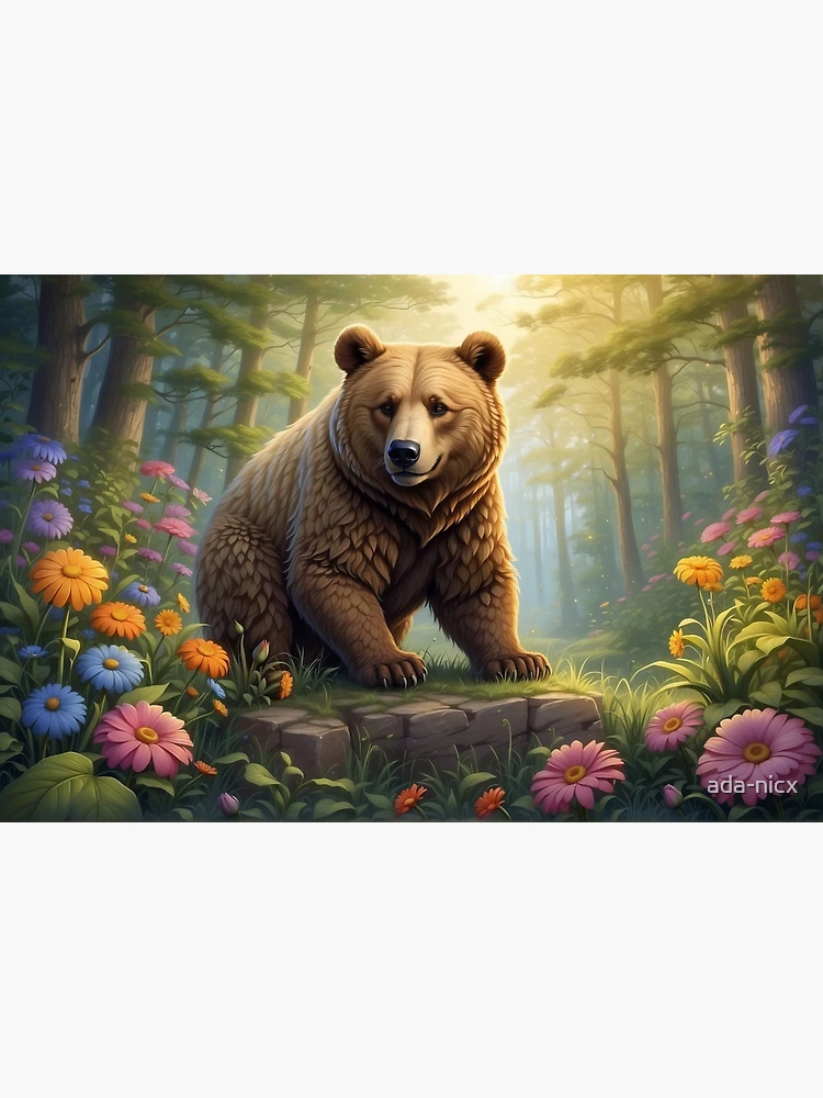 Gentle Guardian: Bear Among Blossoms Art Print for Sale by ada-nicx