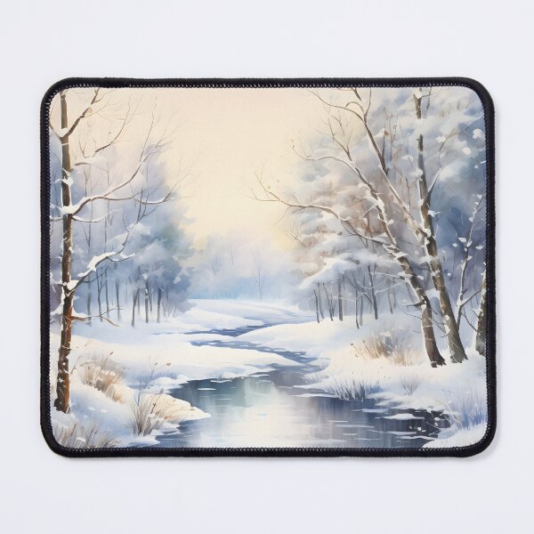 Item preview, Canvas Print: Tranquil Winter River with Snowy Forest Landscape designed and sold by PandaTShirtShop.