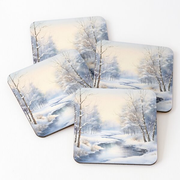 Item preview, Canvas Print: Tranquil Winter River with Snowy Forest Landscape  designed and sold by PandaTShirtShop.