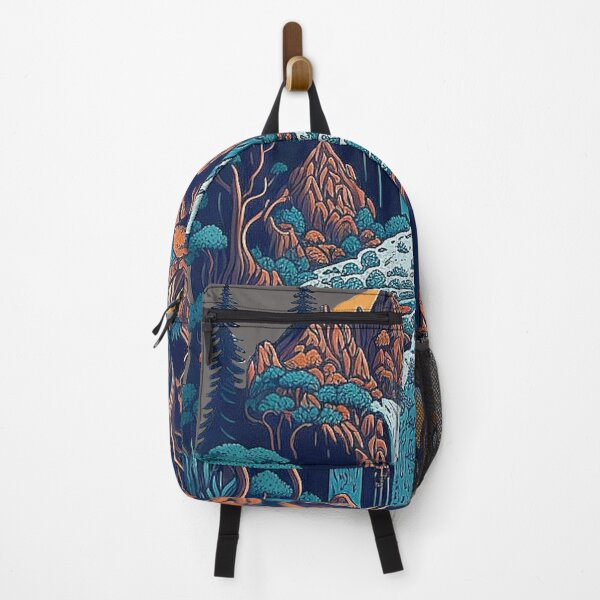 Item preview, Asian inspired mountain landscape in vintage colors designed and sold by Minpadesign.