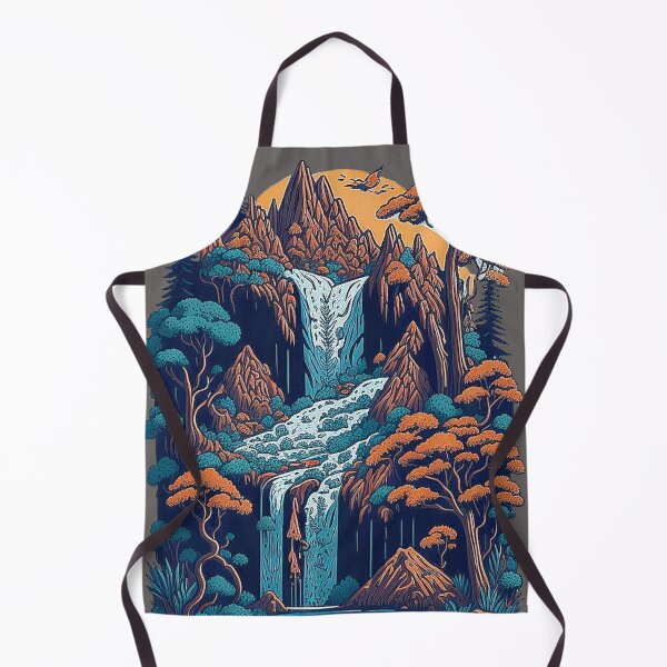 Item preview, Asian inspired mountain landscape in vintage colors designed and sold by Minpadesign.
