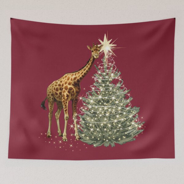 Item preview, Christmas Tree Topper Giraffe Cranberry Red Print  designed and sold by stargazerhill.