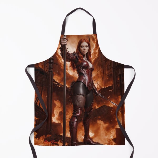 Item preview, Redhead warrior with pike, burning city designed and sold by RedFox-Art.