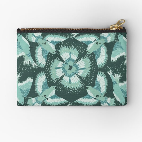 Flying birds Teal Zipper Pouch