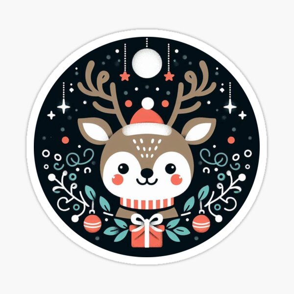 Christmas Reindeer t-shirt Design 2 Sticker