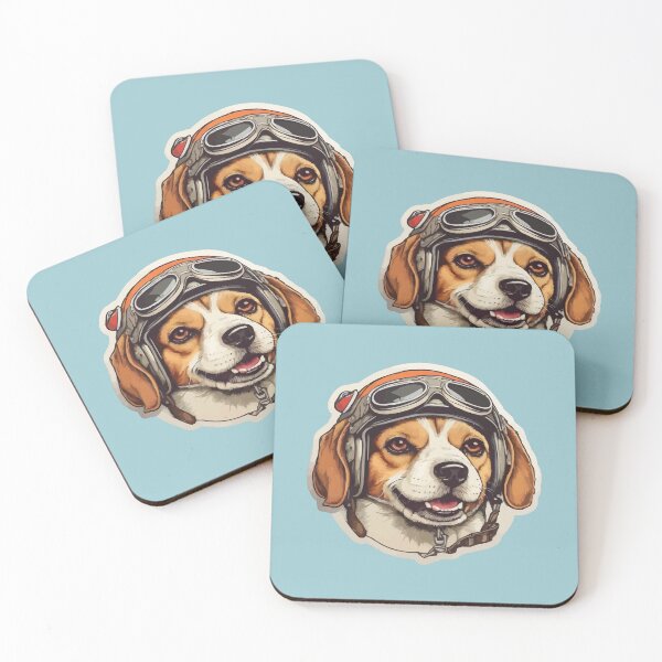 Item preview, Beagle Face Wearing a Vintage Pilot Helmet designed and sold by thecatcouch.