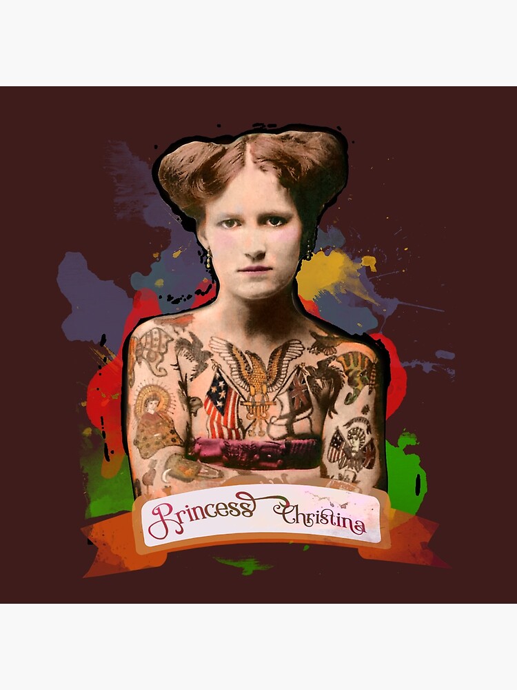 Thumbnail 2 of 2, Tote Bag, Princess Christina (The Tattooed lady) - The Britannia Panopticon designed and sold by BritPanopticon.