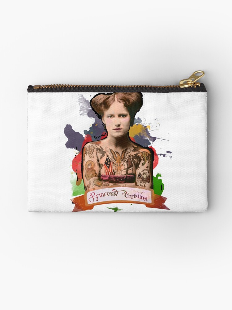 Thumbnail 1 of 4, Zipper Pouch, Princess Christina (The Tattooed lady) - The Britannia Panopticon designed and sold by BritPanopticon.