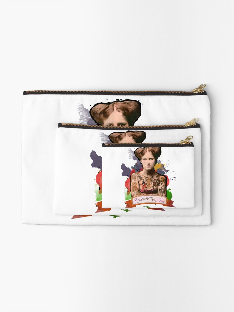 Thumbnail 2 of 4, Zipper Pouch, Princess Christina (The Tattooed lady) - The Britannia Panopticon designed and sold by BritPanopticon.