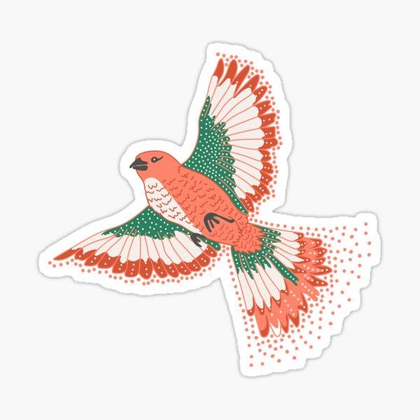 Flying bird green pink Sticker