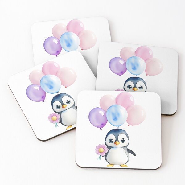 Item preview, Little, cute penguin with balloons. Watercolor illustration. Birthday. designed and sold by Harmonysens.