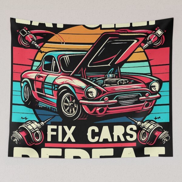 Item preview, Eat Sleep Fix Cars Repeat designed and sold by bihtti.