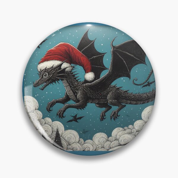 Item preview, Gothic Dragon in Santa Hat designed and sold by PickledjoArt.