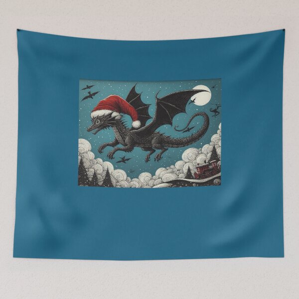 Item preview, Gothic Dragon in Santa Hat designed and sold by PickledjoArt.