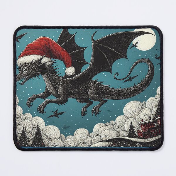 Item preview, Gothic Dragon in Santa Hat designed and sold by PickledjoArt.