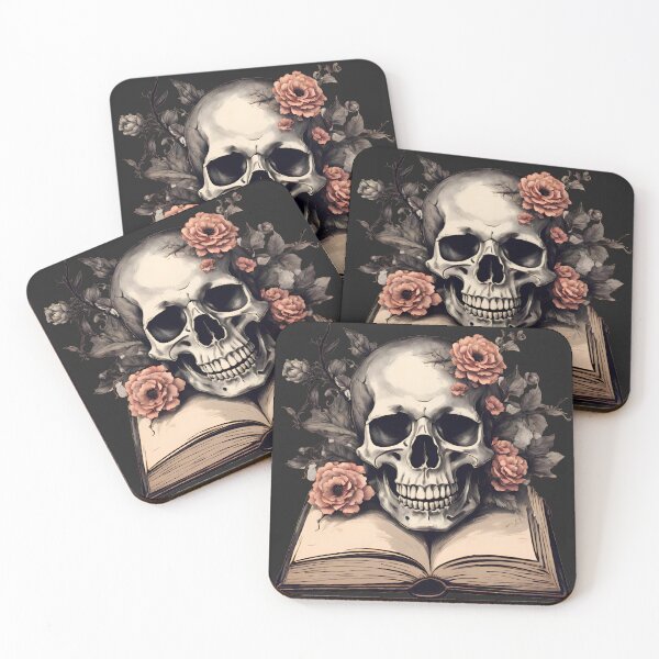Artikelvorschau, Ein offenes Buch mit rosa Blumen und einem riesigen Totenkopf entworfen und verkauft von N0VEEN.