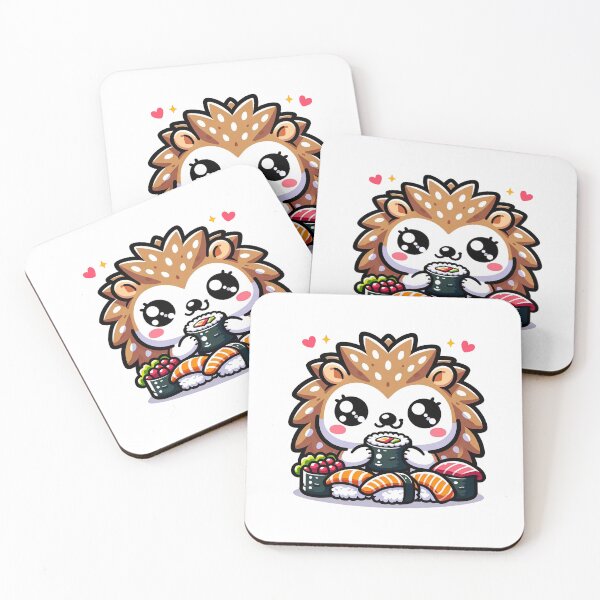 Item preview, Adorable Kawaii Hedgehog Sushi Chef Artwork designed and sold by PuffPuffPrint.