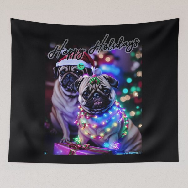 Item preview, Pug HAPPY HOLIDAYS 82 MERRY CHRISTMAS     designed and sold by RedBluffTraders.