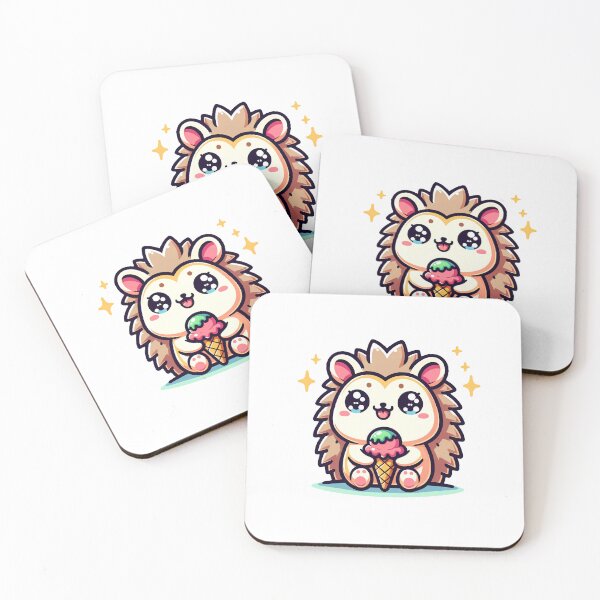 Item preview, Charming Kawaii Hedgehog with Ice Cream Art designed and sold by PuffPuffPrint.