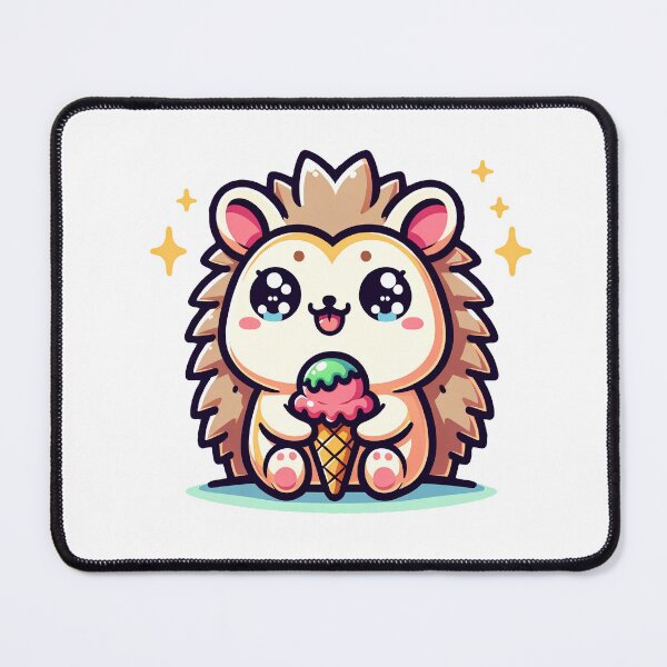 Item preview, Charming Kawaii Hedgehog with Ice Cream Art designed and sold by PuffPuffPrint.