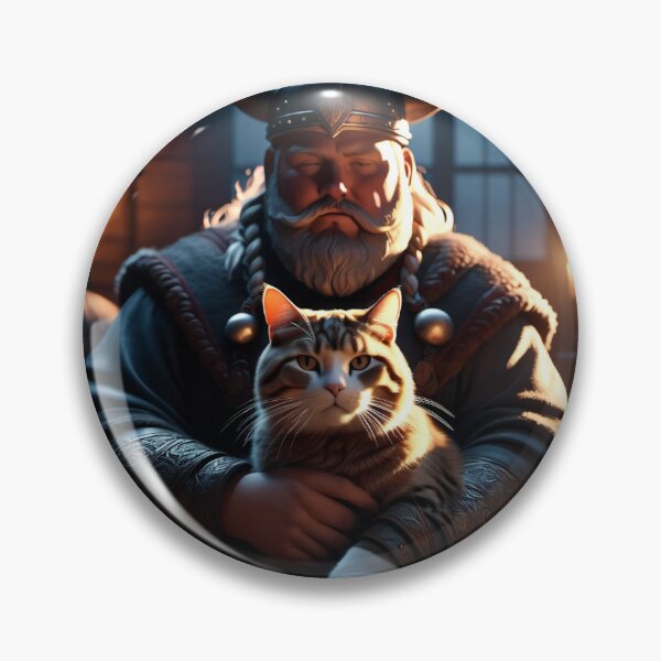Item preview, Viking and his majestic feline conquer together. designed and sold by MoonShroomPrint.
