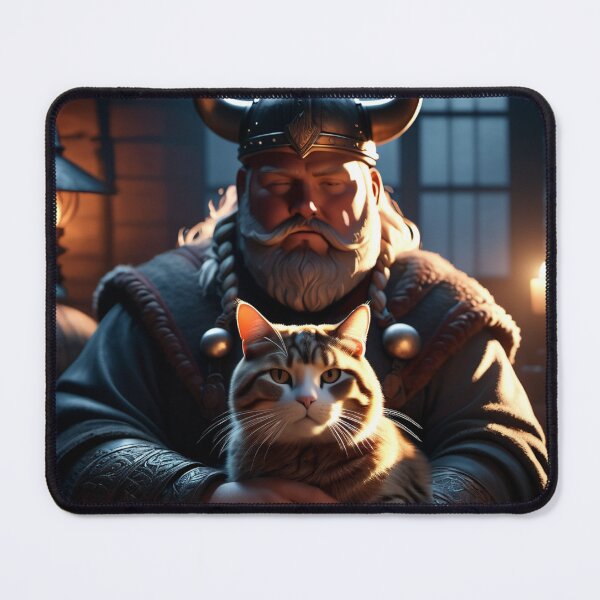 Item preview, Viking and his majestic feline conquer together. designed and sold by MoonShroomPrint.