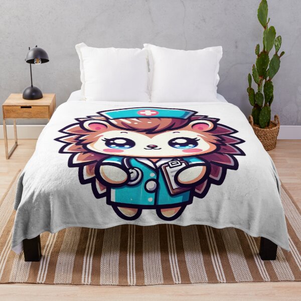 Item preview, Adorable Kawaii Hedgehog Nurse - Cute Healthcare Art designed and sold by PuffPuffPrint.