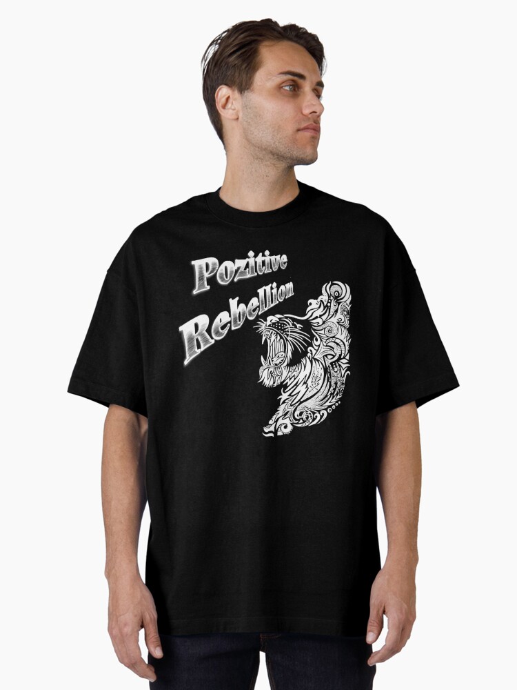 Thumbnail 1 of 7, Oversized T-Shirt, Pozitive Rebellion Black&White Lion designed and sold by MeaganMaria.
