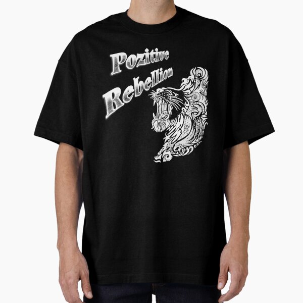 Pozitive Rebellion Black&White Lion Oversized T-Shirt