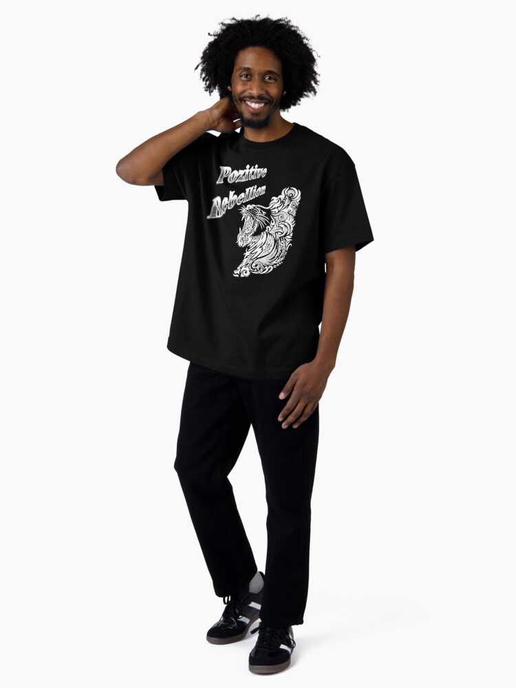 Thumbnail 4 of 7, Oversized T-Shirt, Pozitive Rebellion Black&White Lion designed and sold by MeaganMaria.