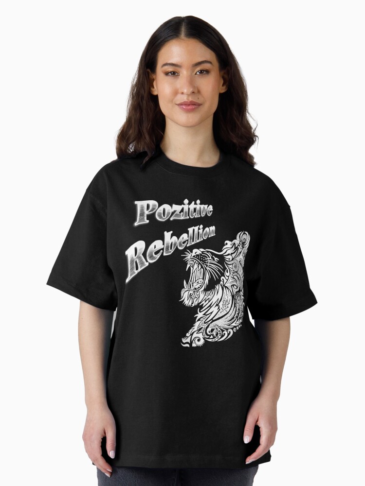 Thumbnail 2 of 7, Oversized T-Shirt, Pozitive Rebellion Black&White Lion designed and sold by MeaganMaria.