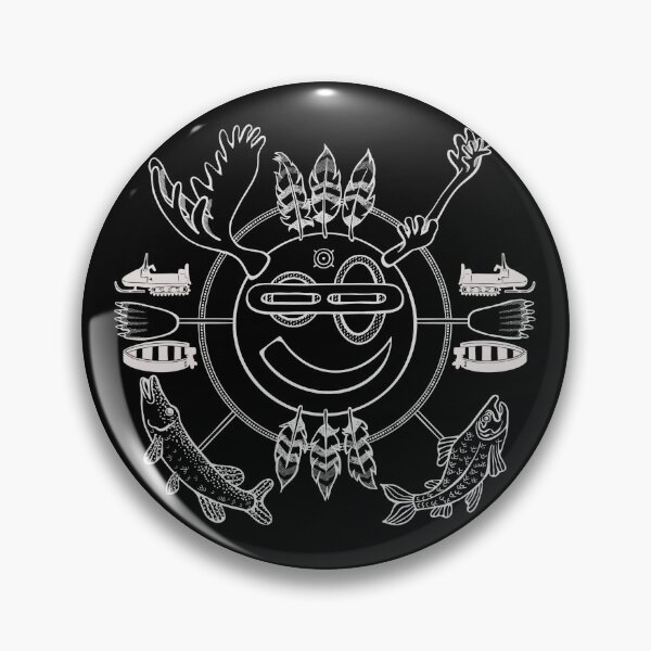 Item preview, The Happy Hunter - Contemporary Yup'ik Mask - White Outline designed and sold by SKYE CAMPBELL.
