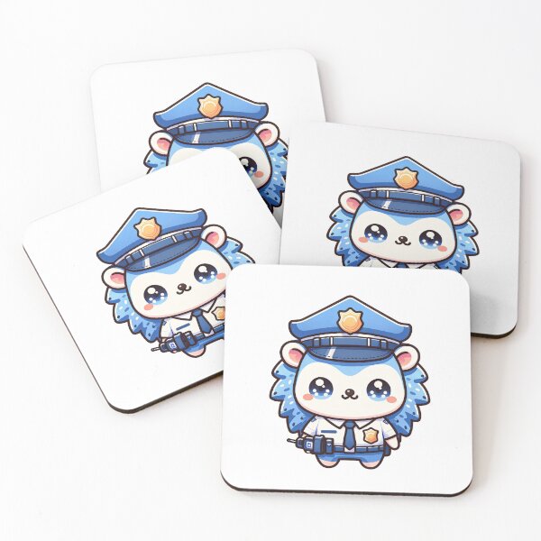 Item preview, Cute Kawaii Hedgehog Police Officer - Law and Adorableness Enforcer designed and sold by PuffPuffPrint.