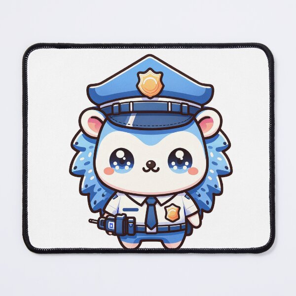 Item preview, Cute Kawaii Hedgehog Police Officer - Law and Adorableness Enforcer designed and sold by PuffPuffPrint.